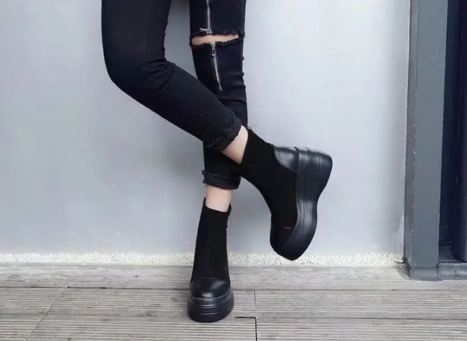 Женские ботинки Mateen на толстой подошве Корейская версия универсальных платформ