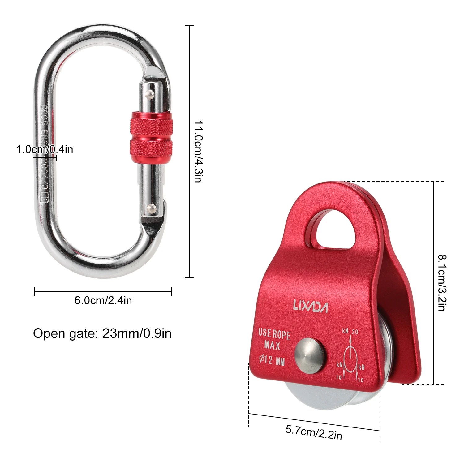 Lixada 20kN подшипник мобильный микро шкив Макс веревка дюймов для такелажа Arborist