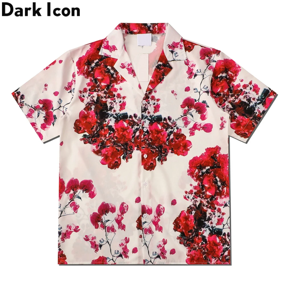 

Dark Icon Floral Printed Polo Shirt Men Summer Vintage Street Men's Shirts Hawaiian Shirt Man Top