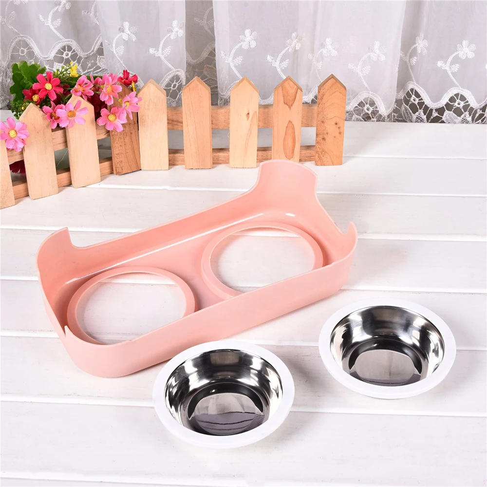 Нескользящая двойная миска для домашнего животного собака Бытовая Пищевая чаша