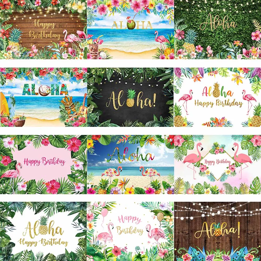 Розовый фламинго на день рождения фон летние тропические цветы День для