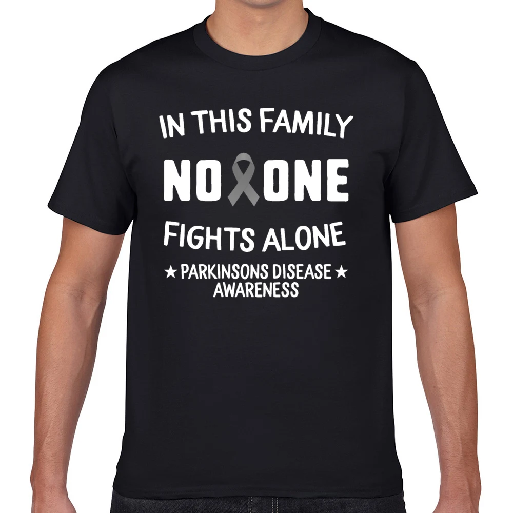 

Tops T Shirt Men parkinsons awareness month no one fights alone Hip Hop Vintage Geek Custom Male Tshirt XXXL
