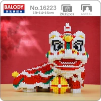 balody 16223 china spring festival lion dance animal 3d model diy mini diamond blocks bricks building toy for children no box