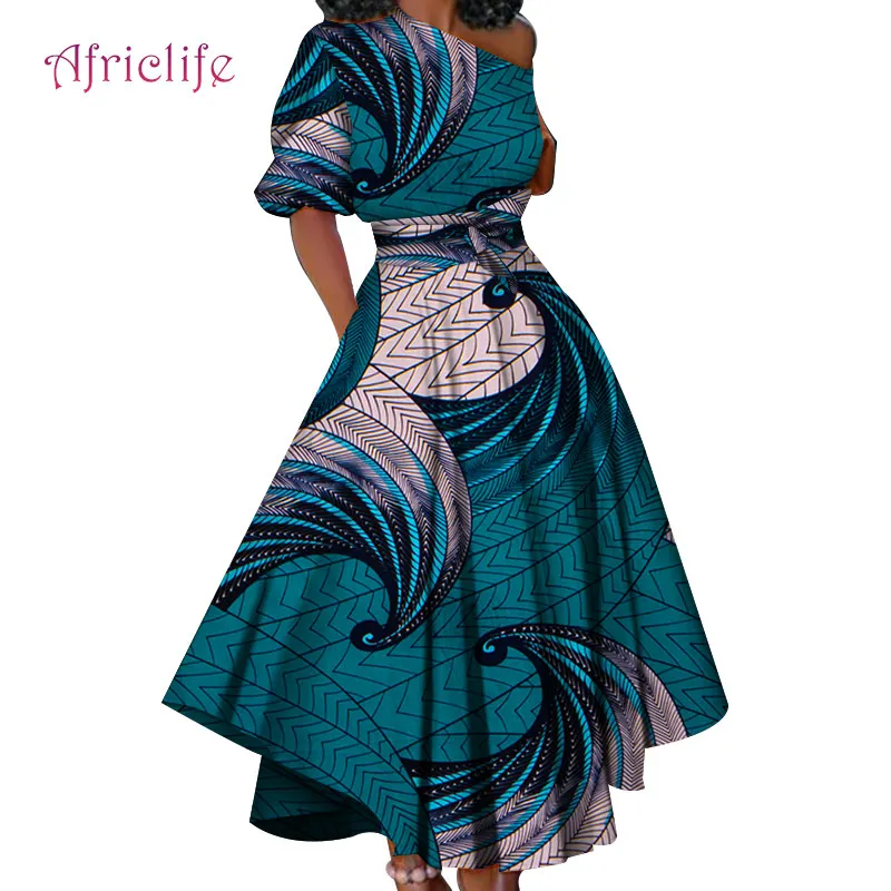 Хлопковые Платья с Африканским принтом женская летняя одежда коротким рукавом