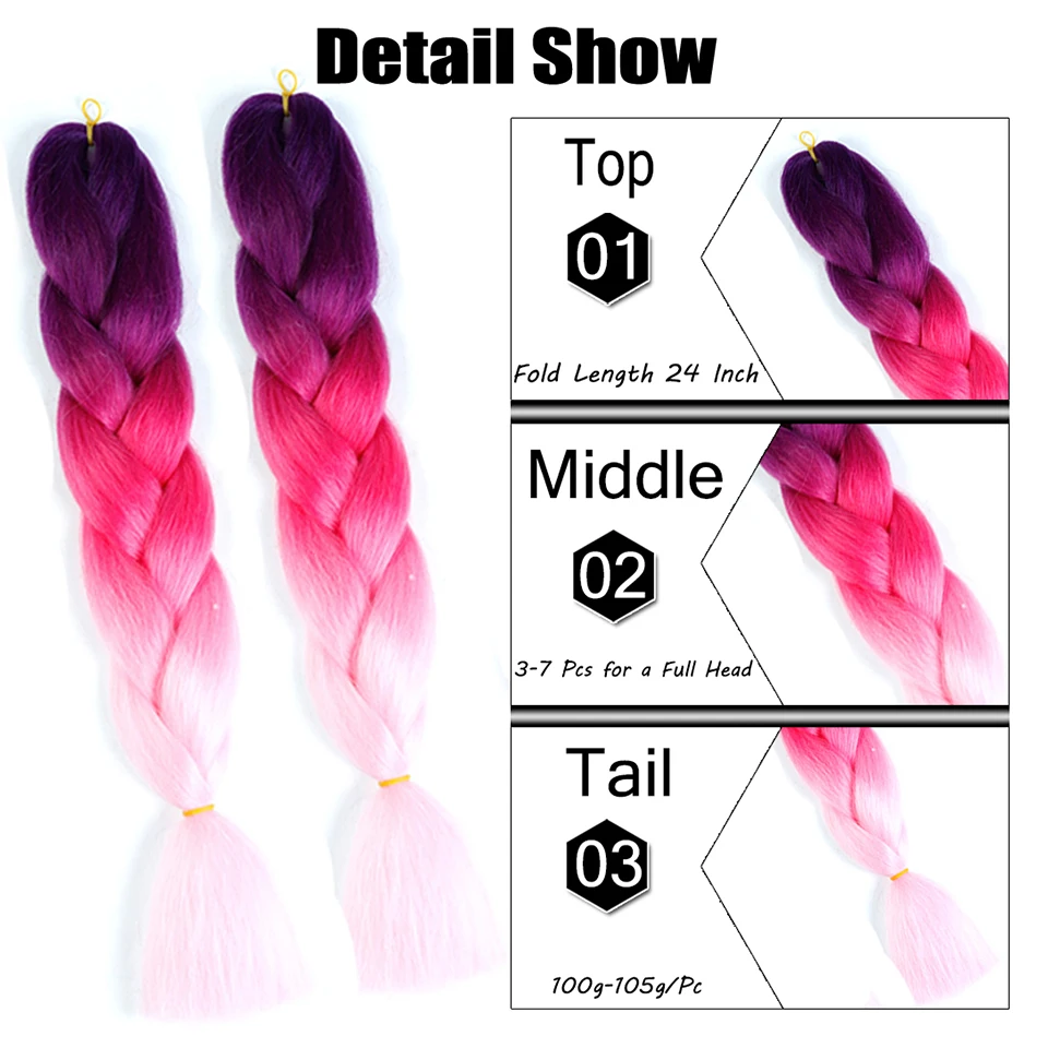 XIYUE 24 дюйма Джамбо косички длинные синтетические плетеные волосы блонд розовый