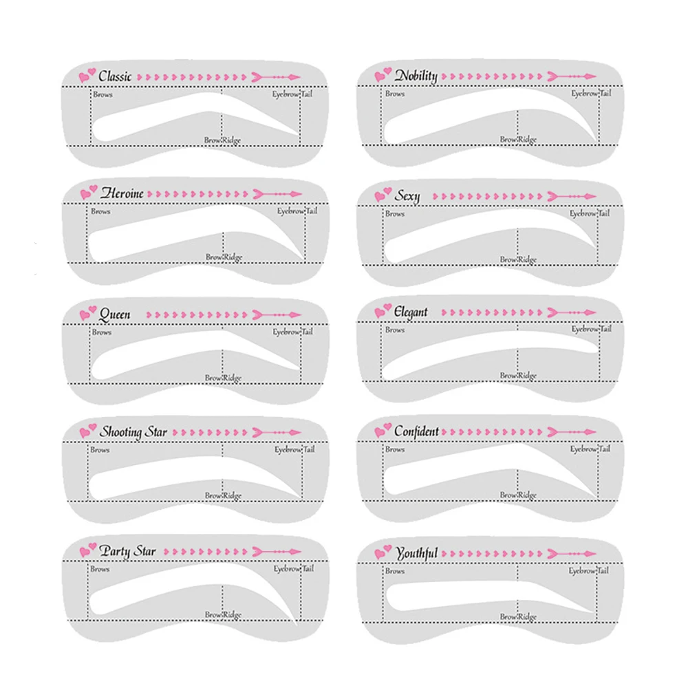 

Professional One Step Eyebrow Stamp Shaping Kit Eye Brow Gel Stamp Makeup Kit with 10 Reusable Eyebrow Stencils Eyebrow Brushes