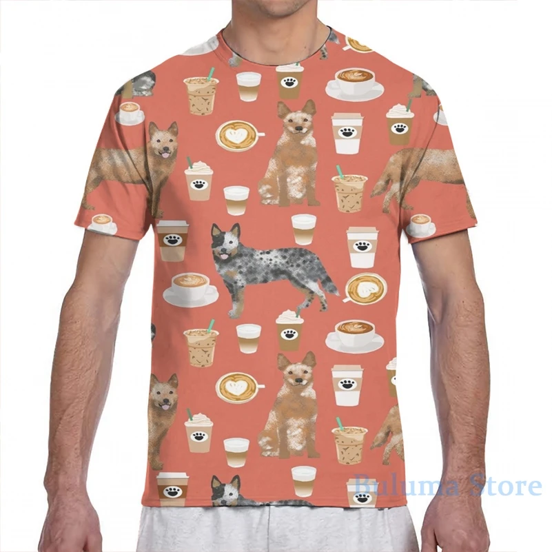 Австралийская футболка с рисунком крупного рогатого скота собаки кофе для