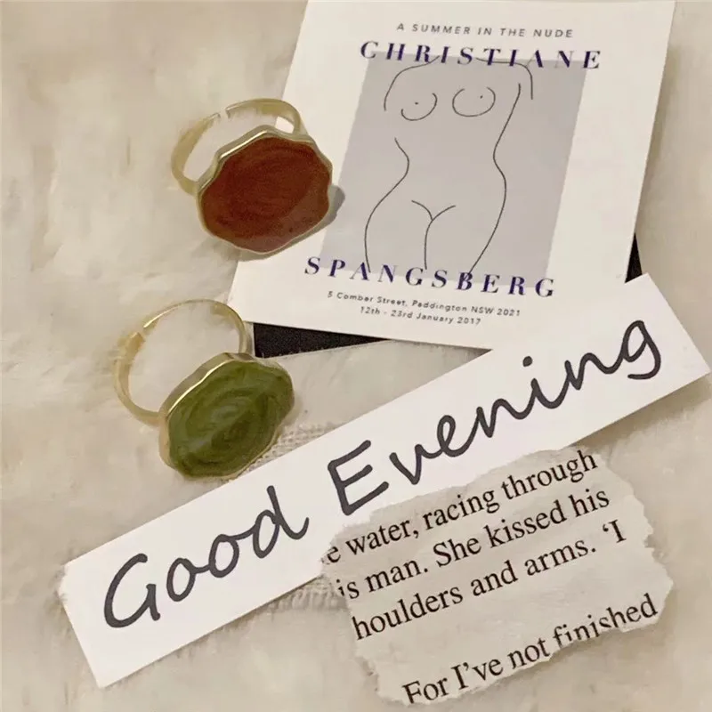 Женское эмалированное кольцо AOMU регулируемое неправильной формы в корейском