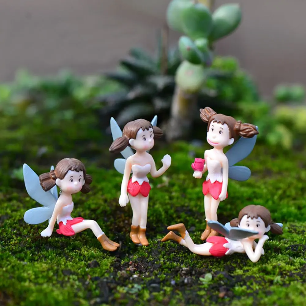 4 шт. сказочные статуэтки микро пейзаж ангел миниатюрные поделки орнамент мох