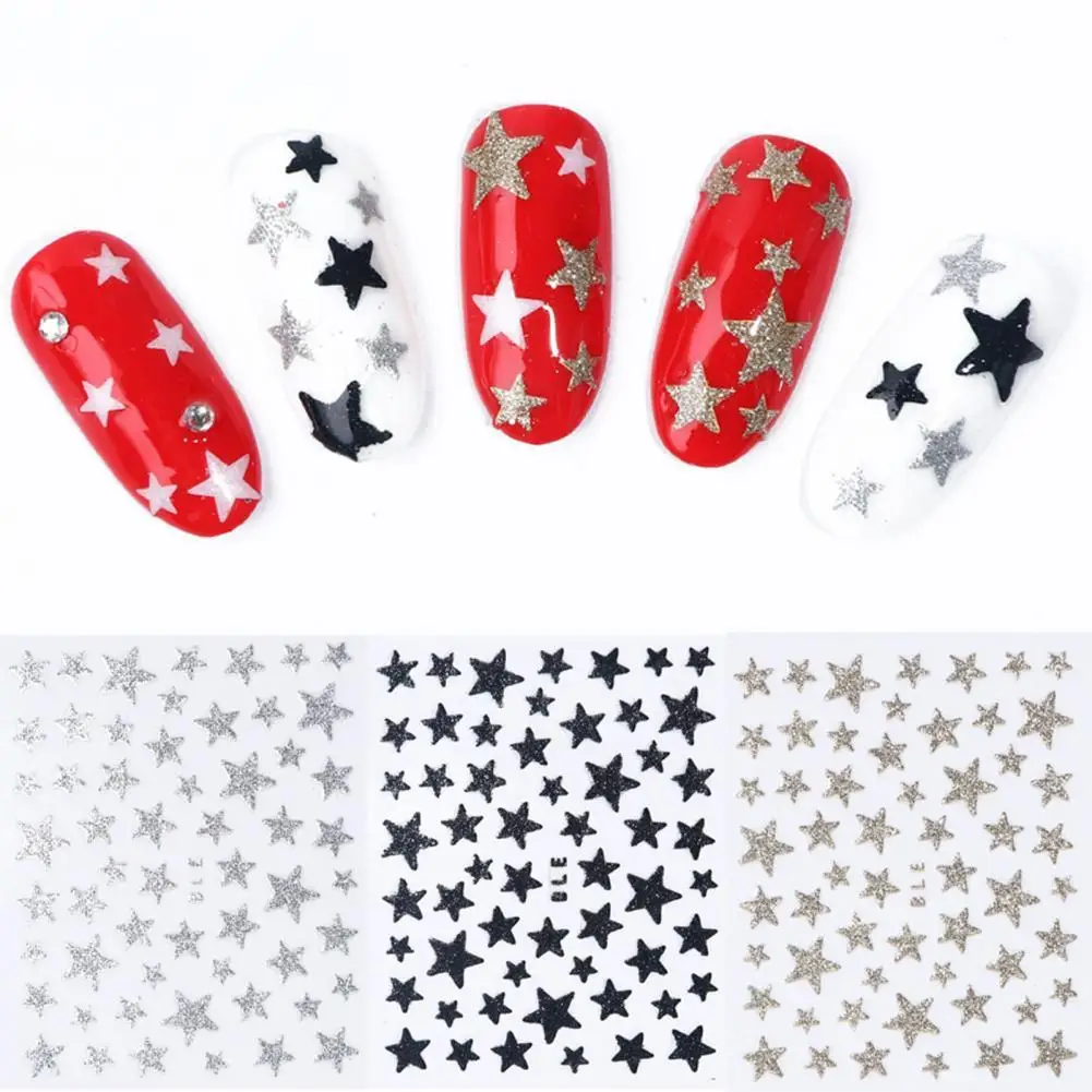 

3D Nail Art Decoration Water Sticker Tips Nail Slider Stars Stickers Glitter Shiny Fingernail Decoration for Women DIY Slider