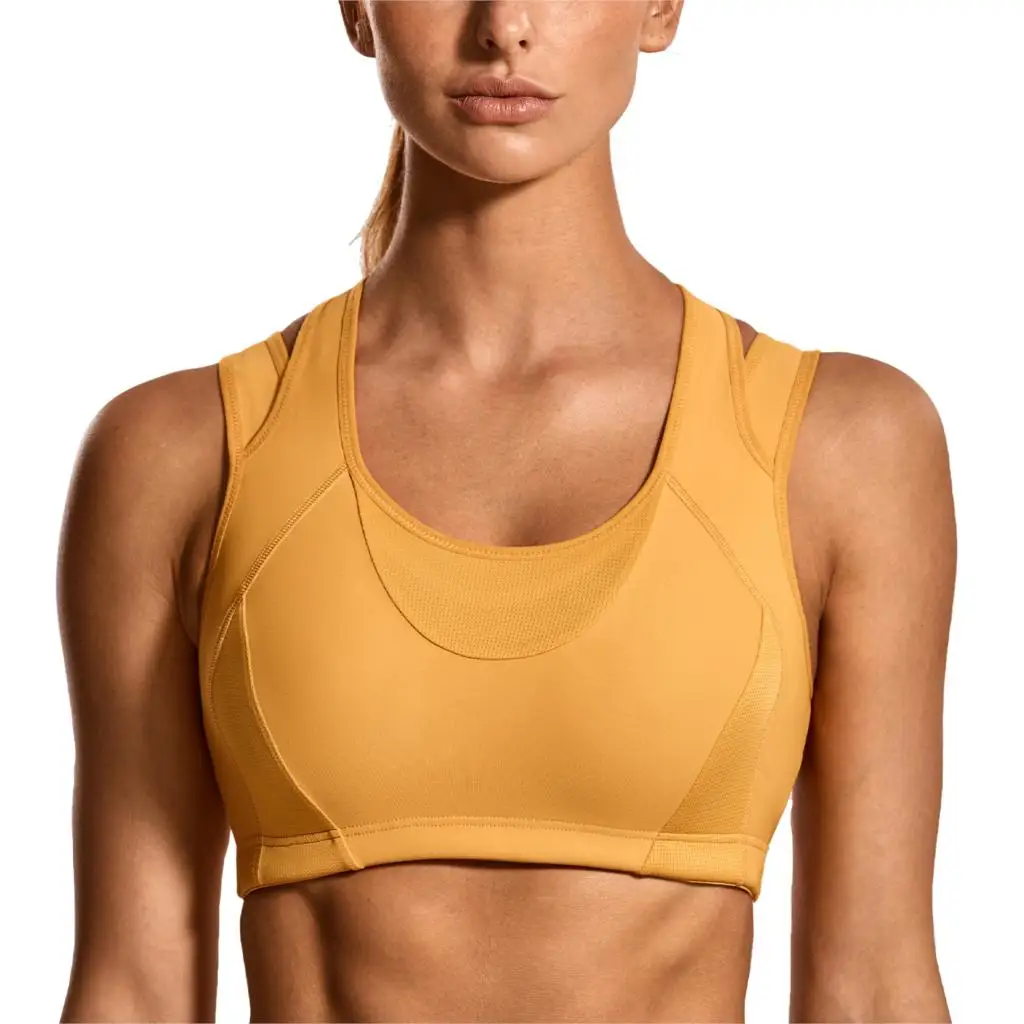 Amber yellow10 La Isla Для женщин высокое воздействие Поддержка, без проволоки, спортивный бюстгальтер, Топ - Цвет: Amber yellow10