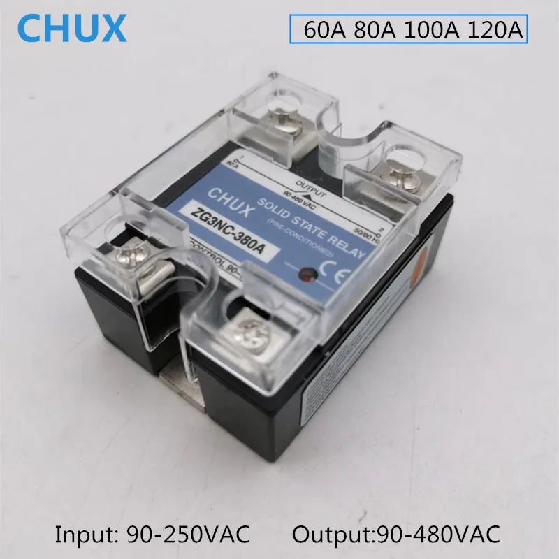 Однофазное мини-реле CHUX SSR 60A 80a 100A 120A твердотельное реле 220 В переменного тока АА