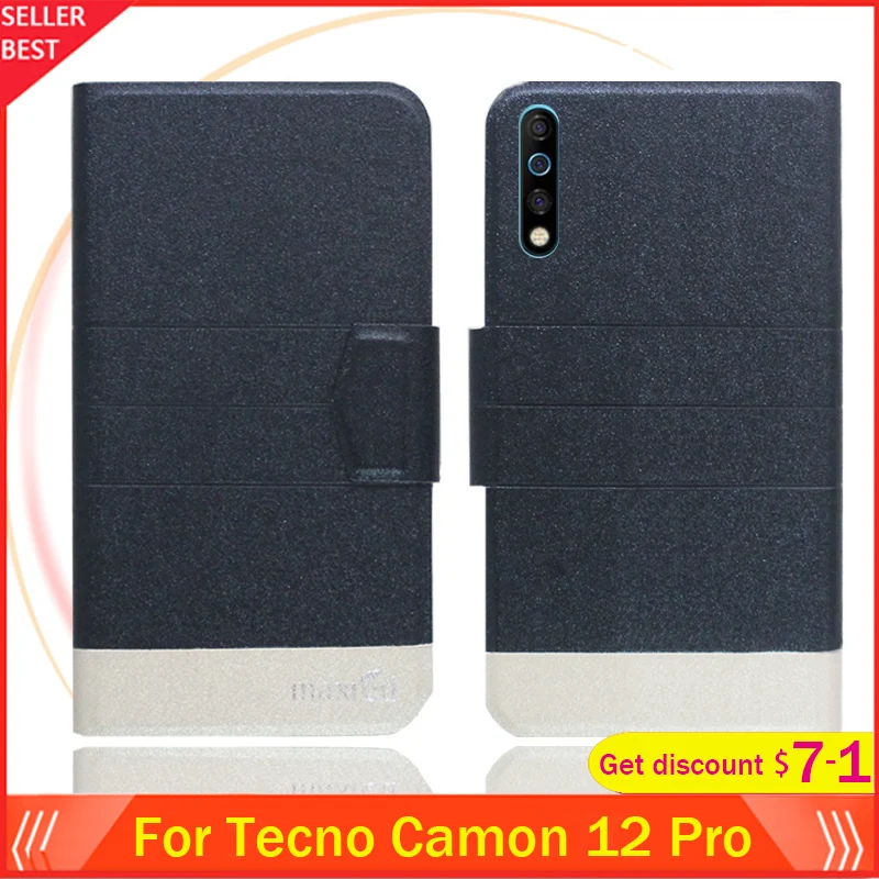 5 цветов лидер продаж! Tecno Camon 12 Pro Чехол с откидной крышкой ультратонкий кожаный