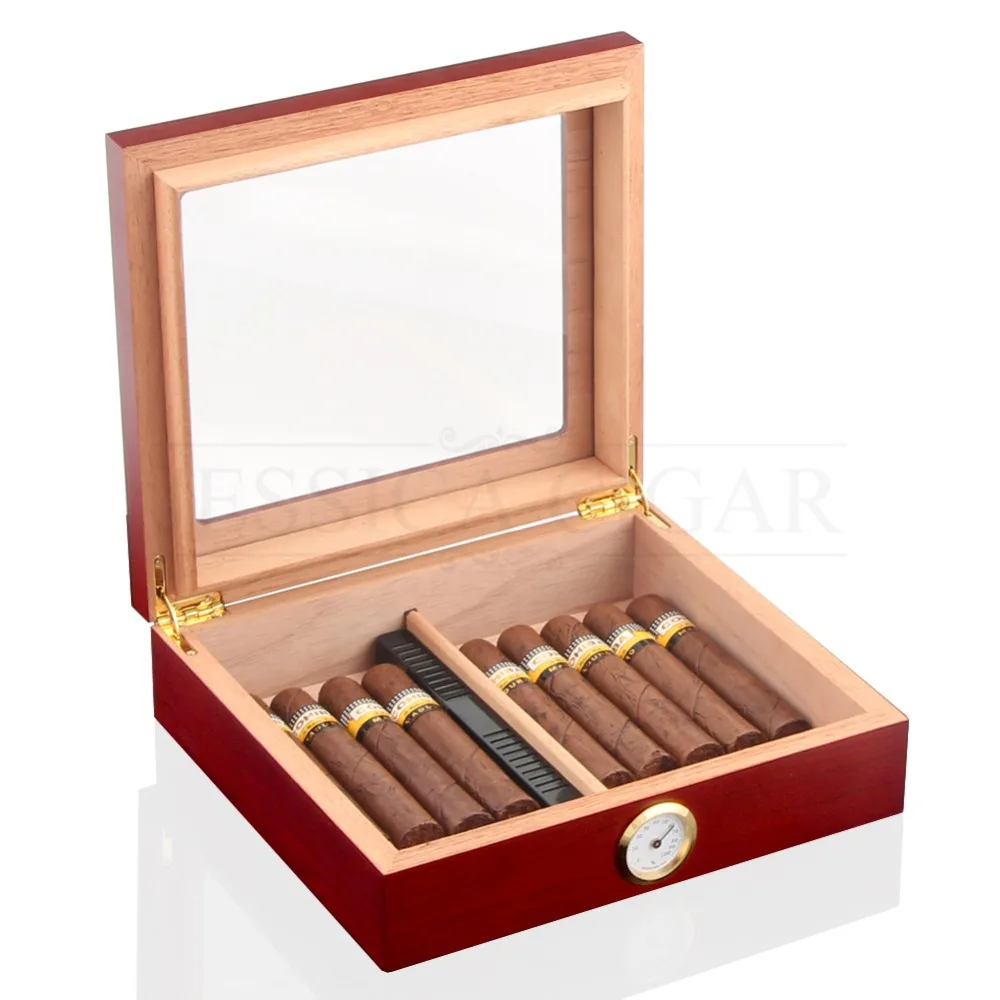 

Дорожная коробка для сигар из кедрового дерева, портативный чехол для сигар с увлажнителем, гигрометром, коробка для сигар