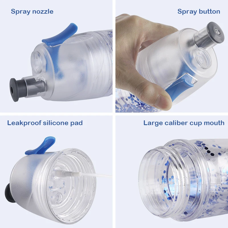 Многофункциональная пластиковая бутылка для воды с двойным распылителем 350 мл
