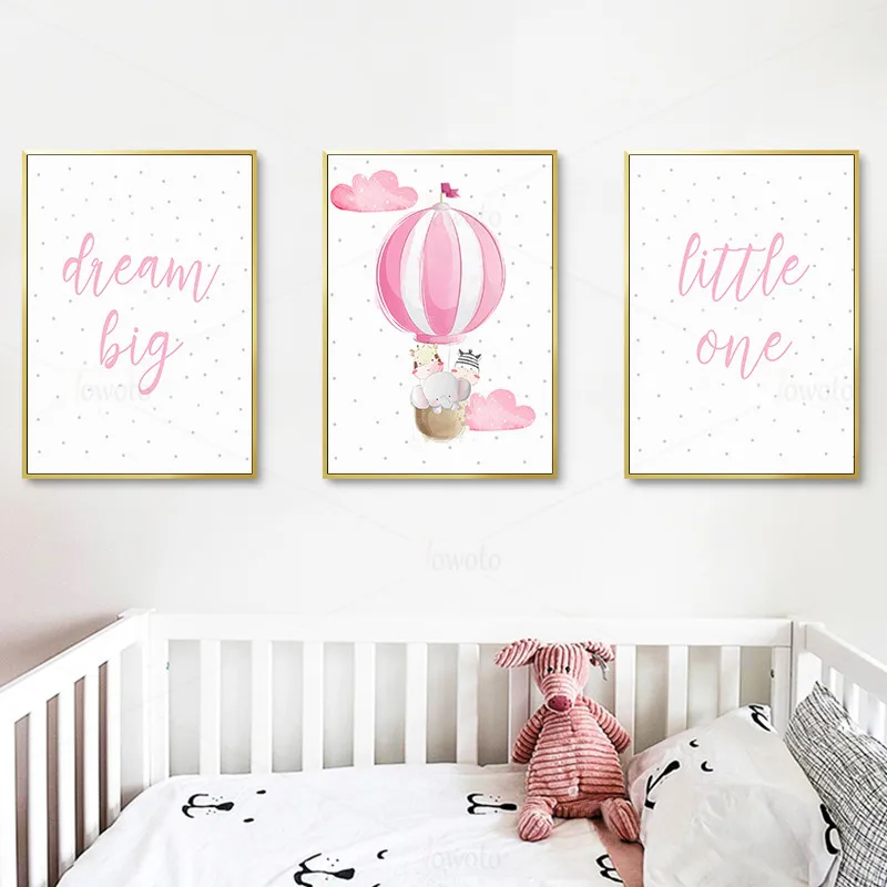 Настенная картина для детской комнаты розовый мультяшный постер с изображением