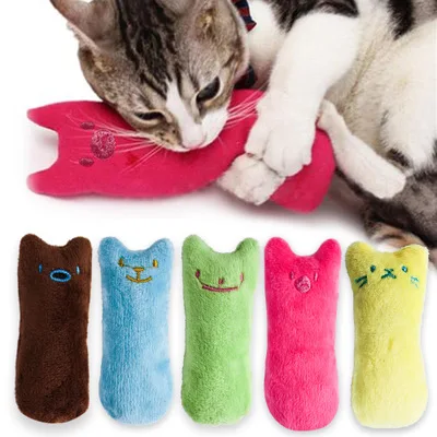 

2020 New Teeth Grinding Catnip Chewing Vocal Toy Claws Thumb Bite Cat Mint Toys Funny Interactive Plush Cat Toy Pet Kitten