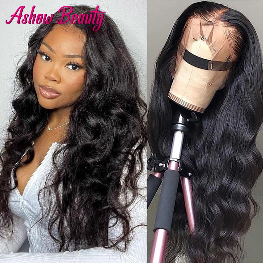 

Lace Front Human Hair Wigs PrePlucked 13x4 180% Peruvian Body Wave Lace Frontal Wig With Baby Hair Remy Wavy Closure Wigs