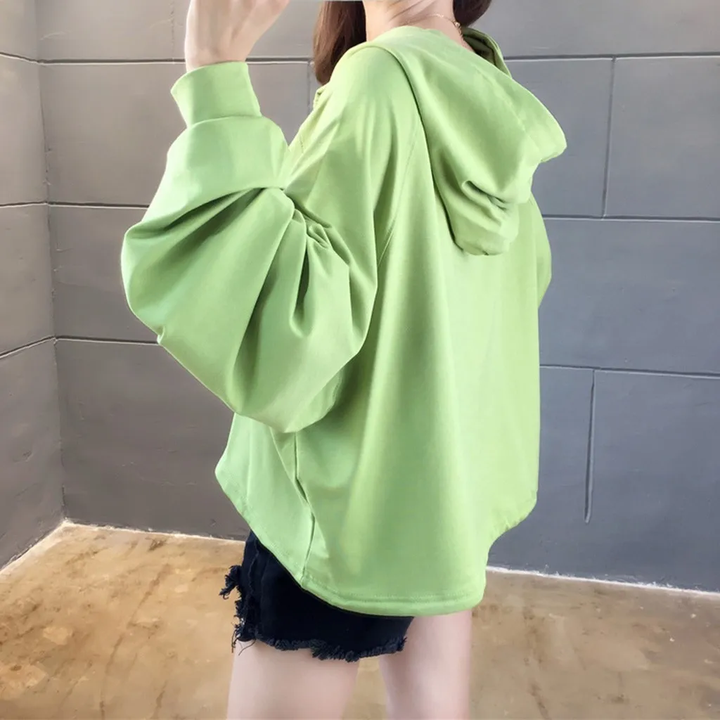 

Letters Printed Hoodie Pullovers Round Neck Long Sleeve Autumn Winter Sweatshirts Women Korean Casual Loose Hooded Sweatshirts