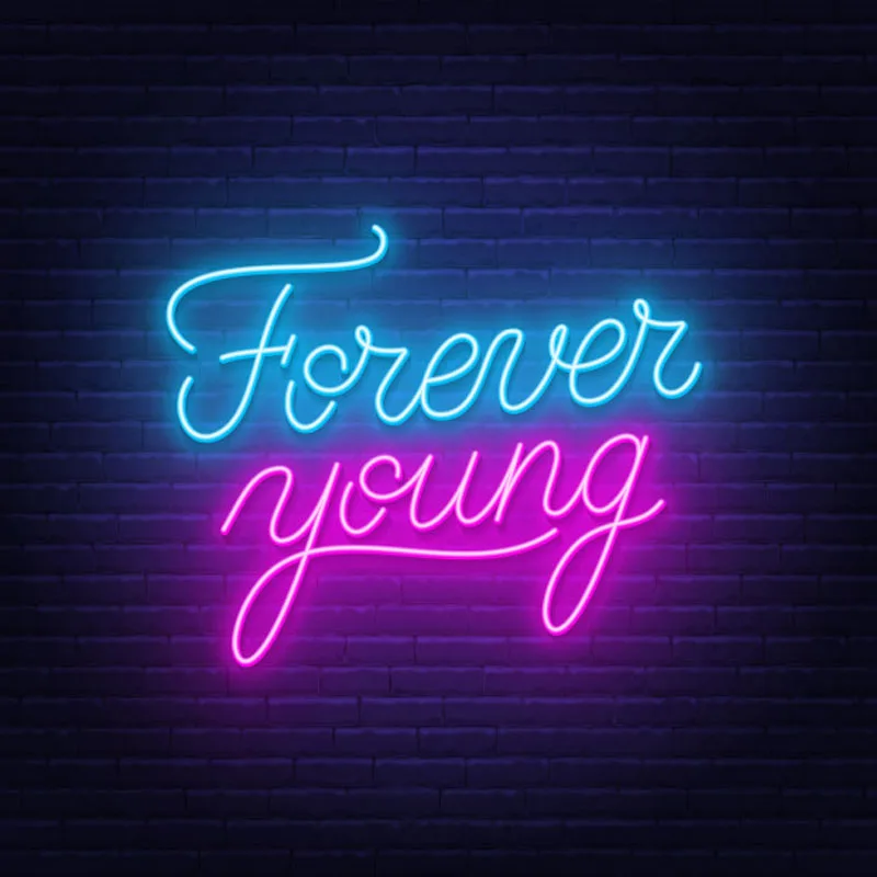 

Decorative Light Forever Young Neon Text Neon Bulb Light Home Bedroom Beer Lamp Enseigne Lumineuse Decorate Handmade glass Tube