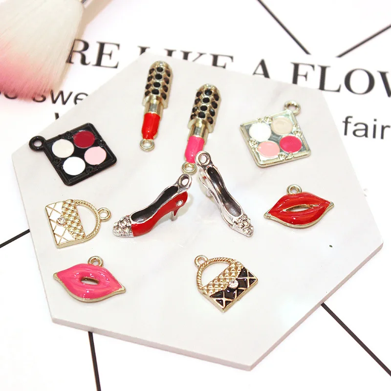 MIX 10 шт./упак. косметика Помада сумка рот высокие туфли тени для век ручная работа