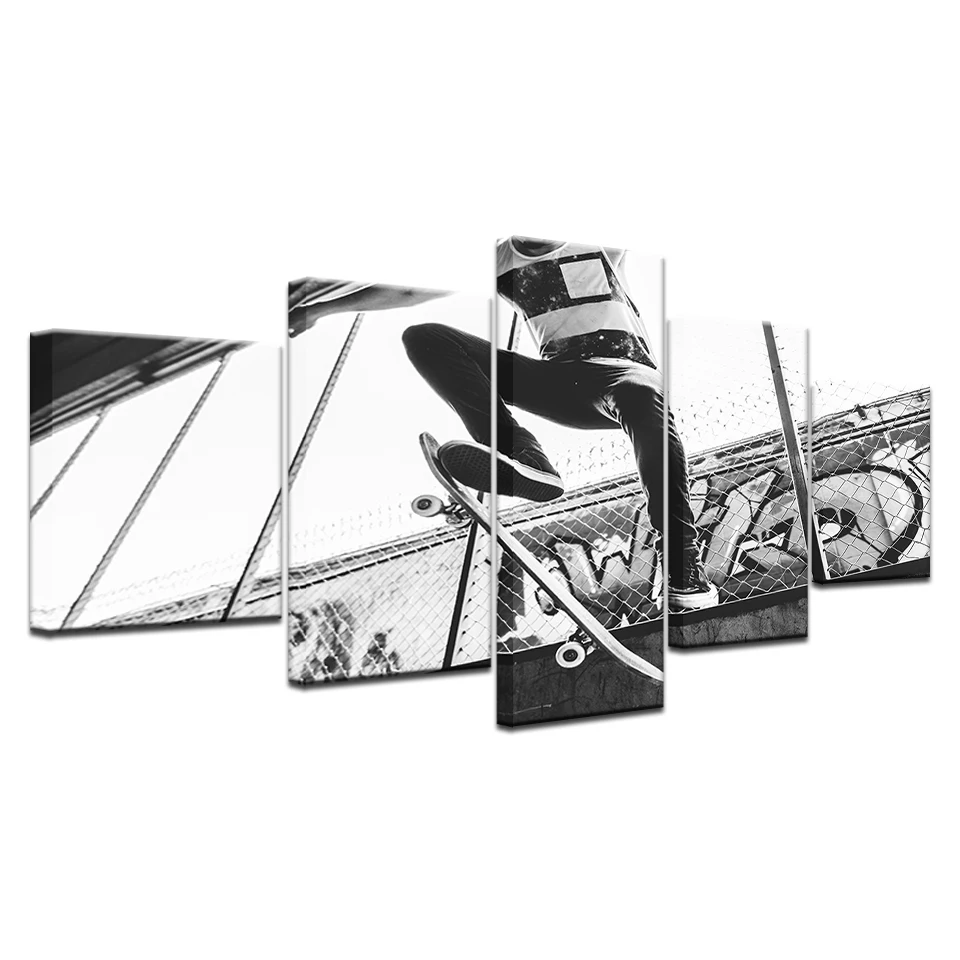 

Large Poster HD Printed Frame Painting 5 Panel Skateboard Boy Canvas Print Art Home Decor Wall Art Pictures For Living Room
