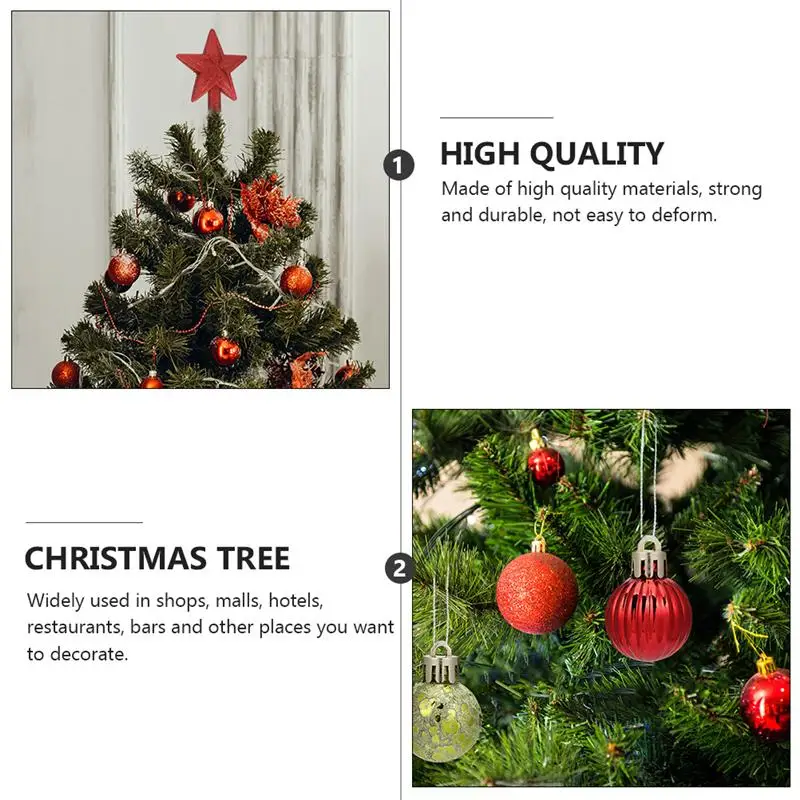 

60pcs Christmas Ball Treetop Star Christmas Tree Ornament Decor Xmas Pendant Treetop Star Christmas Ball Hanging Ball Decor