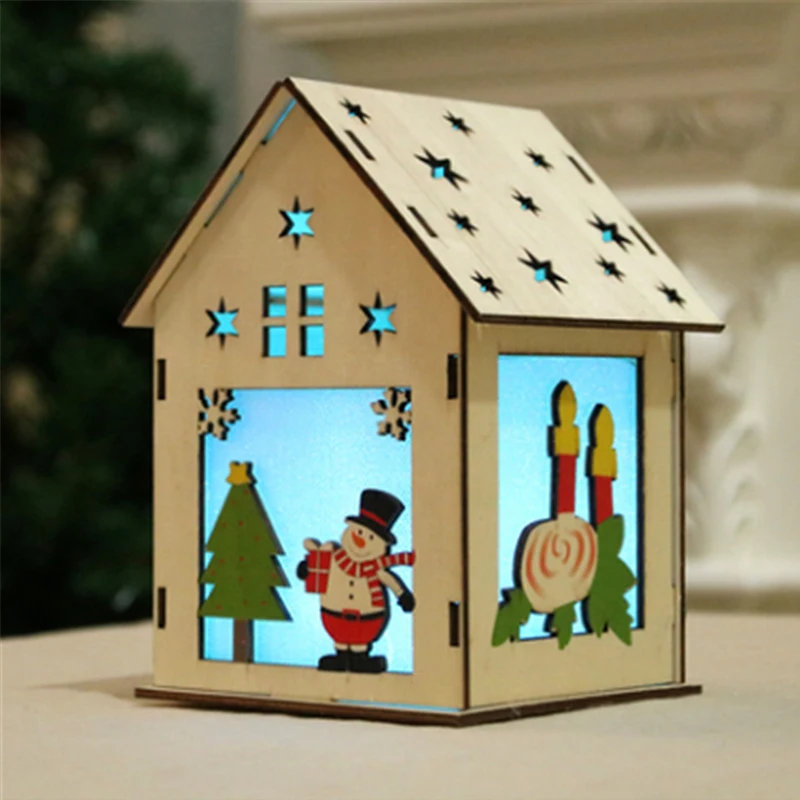 Праздничный светодиодный светильник деревянный дом рождественская елка