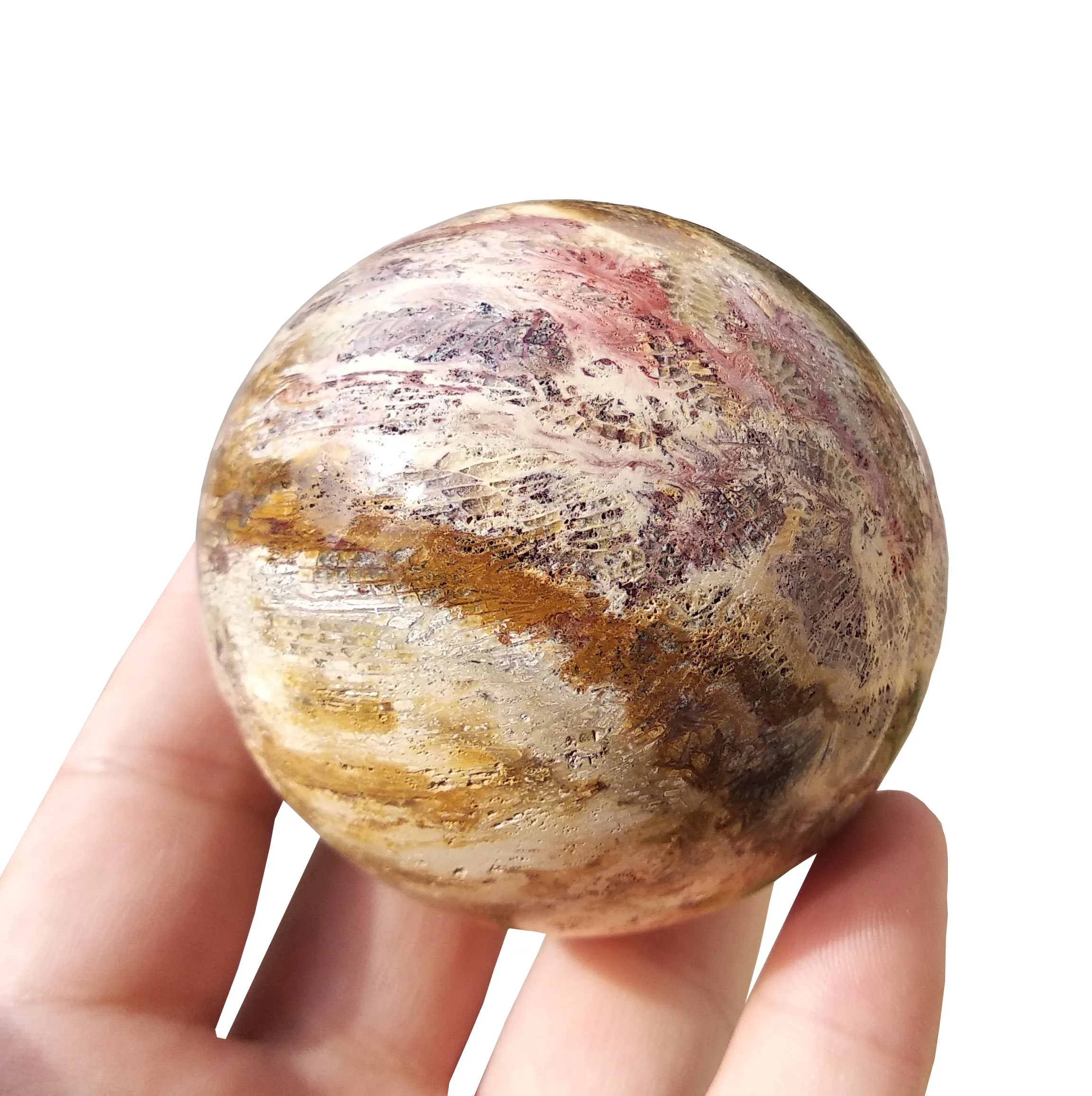 

1pcs natural Coral jade ball crystal stone sphere Polished Coral jade crystal sphere healing