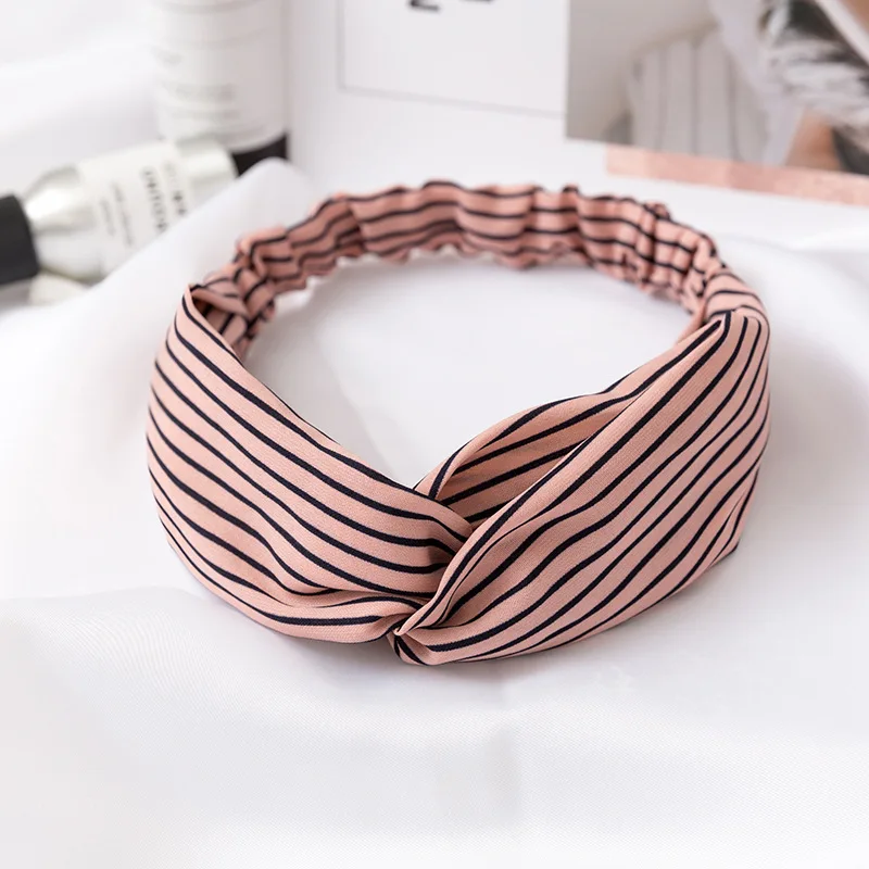Новинка повязка для волос из гладкой ткани полосатая на голову спортивная йоги