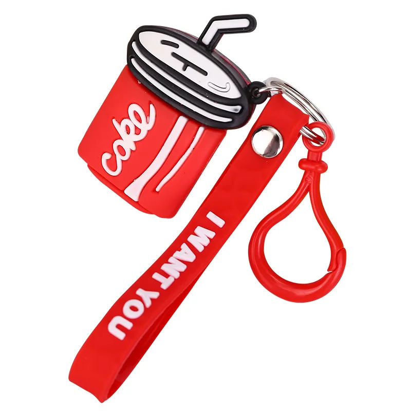 

Creative Cute Beverage Bottle Doll Anime Key Chain Cartoon Silicone Bag Car Pendant Fashion Couple Gift Accessories Key Ring