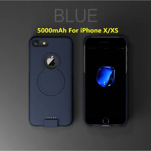 Blue 3 Для iP 8/7/6 Расширенный чехол для аккумулятора телефона для iPhone 8/7/6s/6 Plus Беспроводной магнитный чехол для зарядного устройства для iPhone Xs/X - Цвет: Blue 3