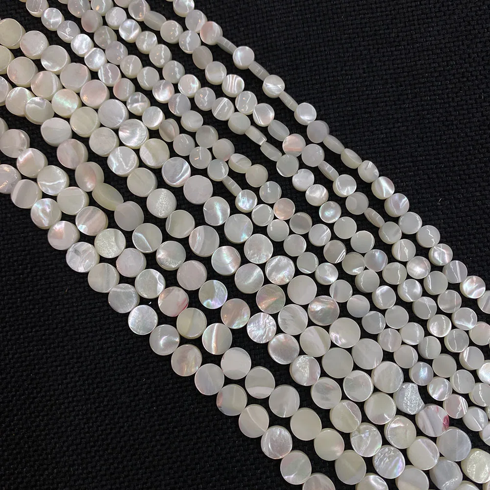 

Natural Shell White Round Piece-shaped Exquisite Beaded Beads Making Fashion Jewelry Necklace Earring Wholesale Size 6 mm 8 mm