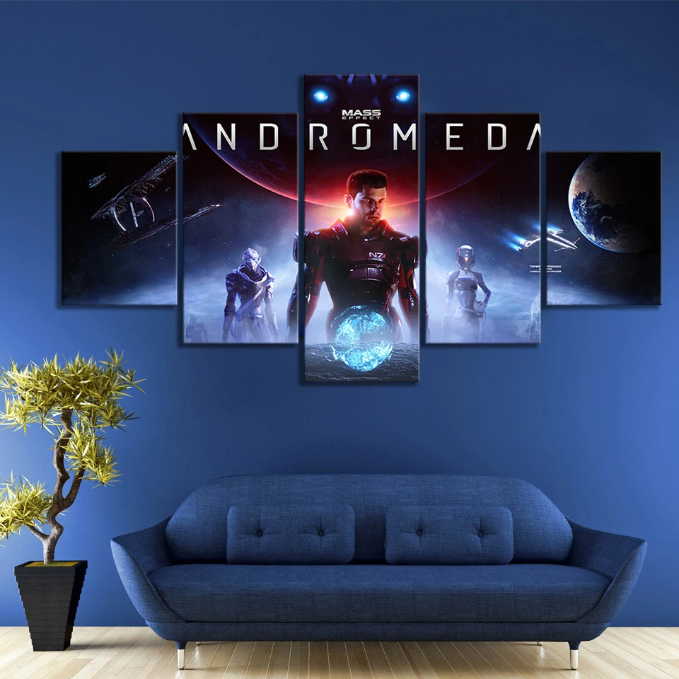5 панелей видеоигры Andromeda Mass Effect искусство HD Настенная картина картины на холсте