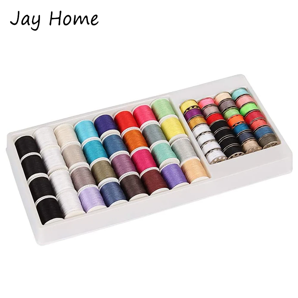 

Mini Sewing Thread Kits 32Pcs Polyester Thread Spools with 28Pcs Floss Bobbins for Hand and Sewing Machine DIY Sewing Supplies