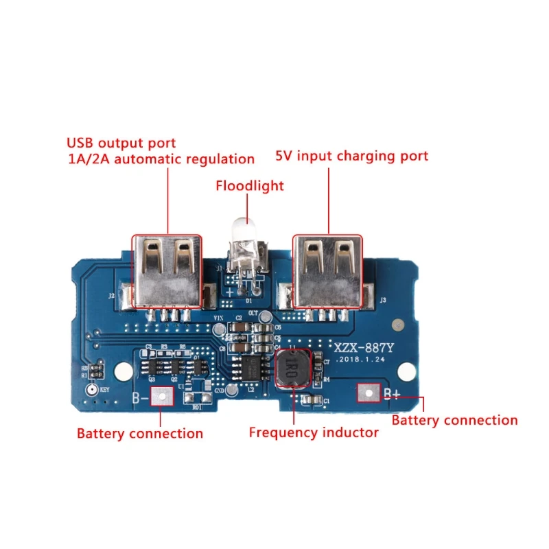 

2021 New New 5V 2A Dual USB 18650 Lithium Power Bank Charging Board Circuit Step Up Module