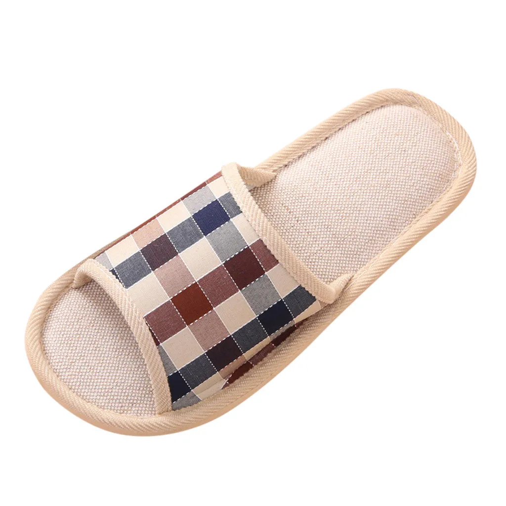 

2021 New slippers Fashion Casual Couples Gingham Home Slippers Indoor Floor Flat Shoes
