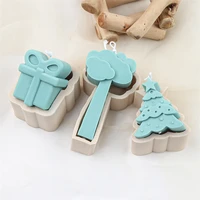 diy handmade silicon mould christmas tree gift box candle concrete soap mold crafts ornament xmas home birthday party cake decor