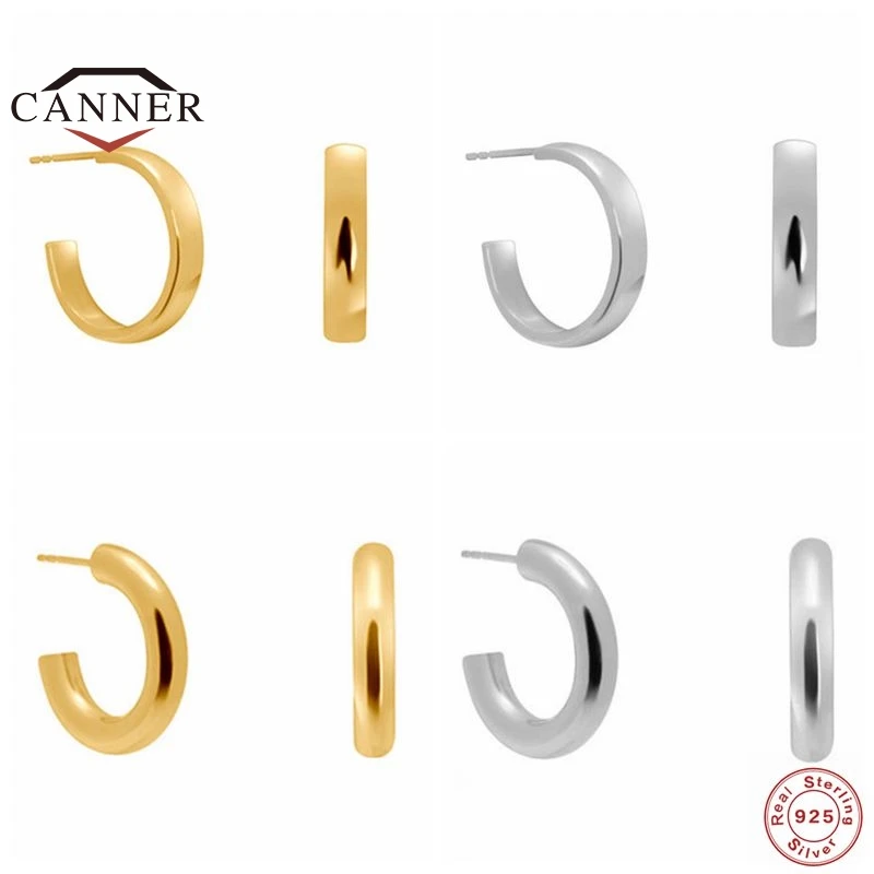 

Автоклав 100% 925 стерлингового серебра серьги-гвоздики для женщин простой c-образный Золотой пирсинг, серьги, ювелирное изделие, подарок Pendientes