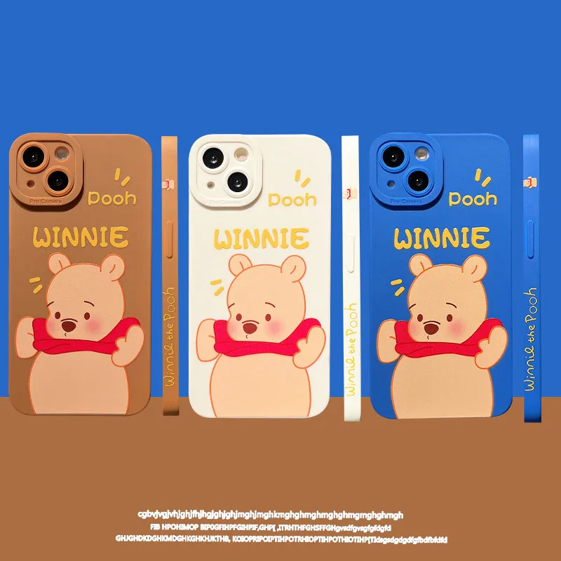 

Disney Cartoon Pooh Phone Case For iPhone 13 11 12 pro max Xr Xs Max 7 8 Plus Cute Winnie Silicone Smartphone Cover Shell