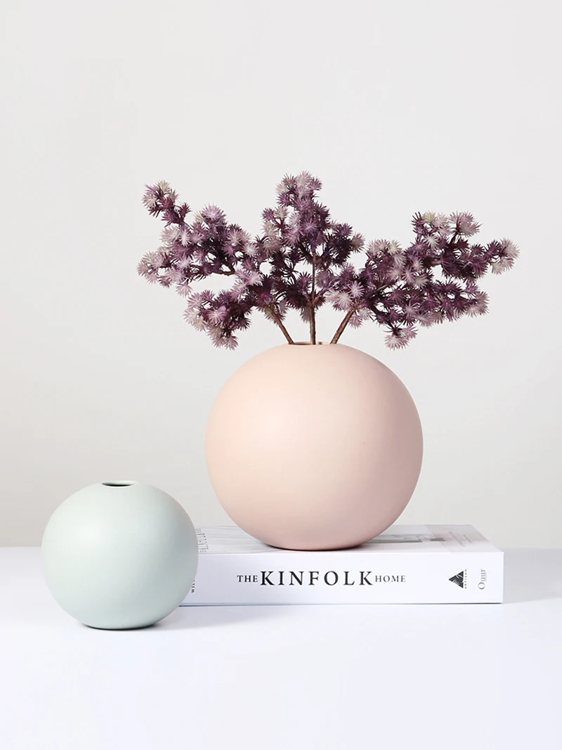 Керамическая круглая шариковая ваза для цветов статуэтки современный