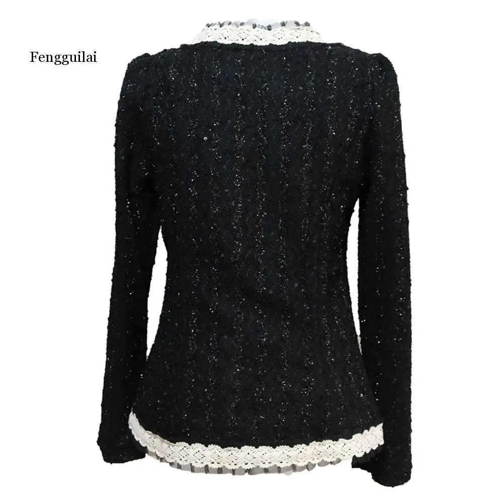 Женские блейзеры женские осенние блестящие Дамские куртки и пальто черные