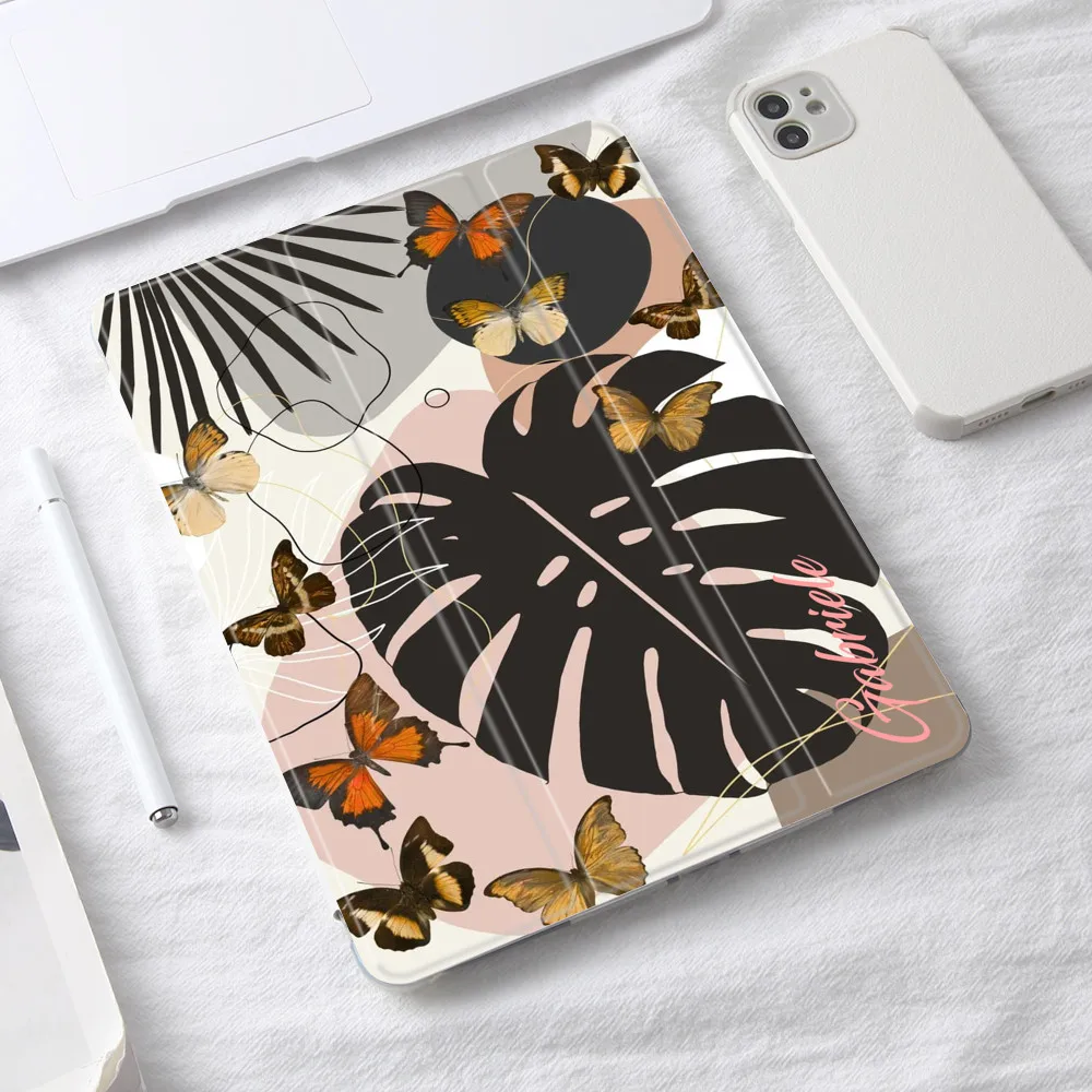 

Pretty Butterfly Case for iPad 10.9 inch Air 4 10.5 5th 6th 10.2 8th 9th 11 12.9 inch iPad Pro Mini 4 5 6 Custom Name ipad Cover