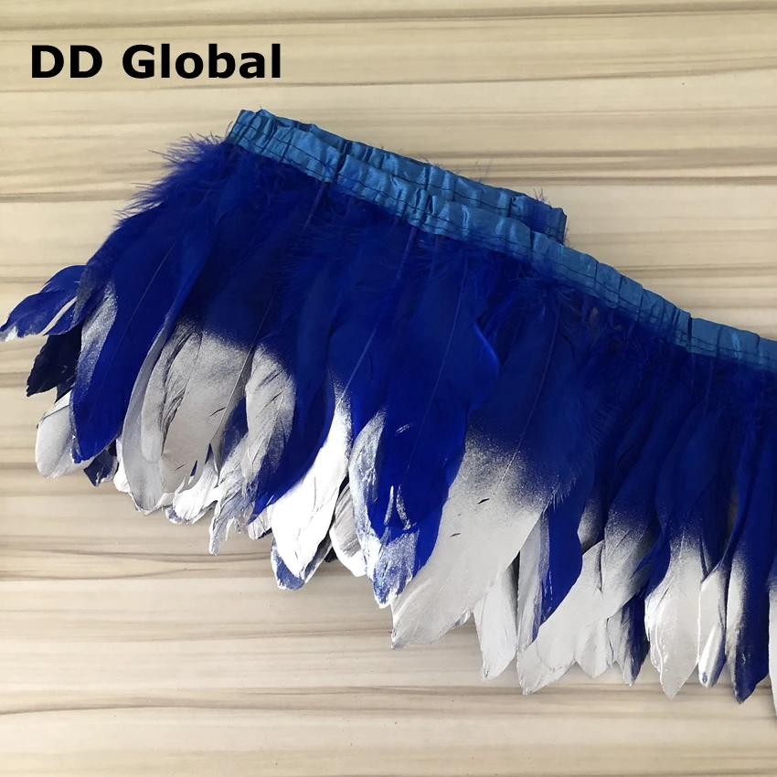 White goose feathers trim Silver 2 meters / lot stained ribbon 15~20 cm 6-8inch duck feather dance DIY decoration | Дом и сад