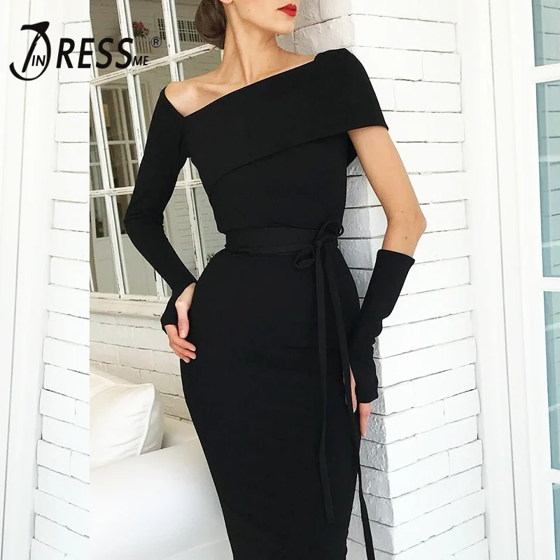INDRESSME, новинка, женские сексуальные платья, асимметричное платье на шнуровке с длинным рукавом, платье для вечеринки, Новое поступление