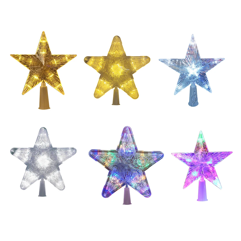 

Plastic LED Glowing Star Night Light Five-pointed Lamp Christmas Tree Top for Xmas Tree Party Wedding Fairy Room Outdoor Garland