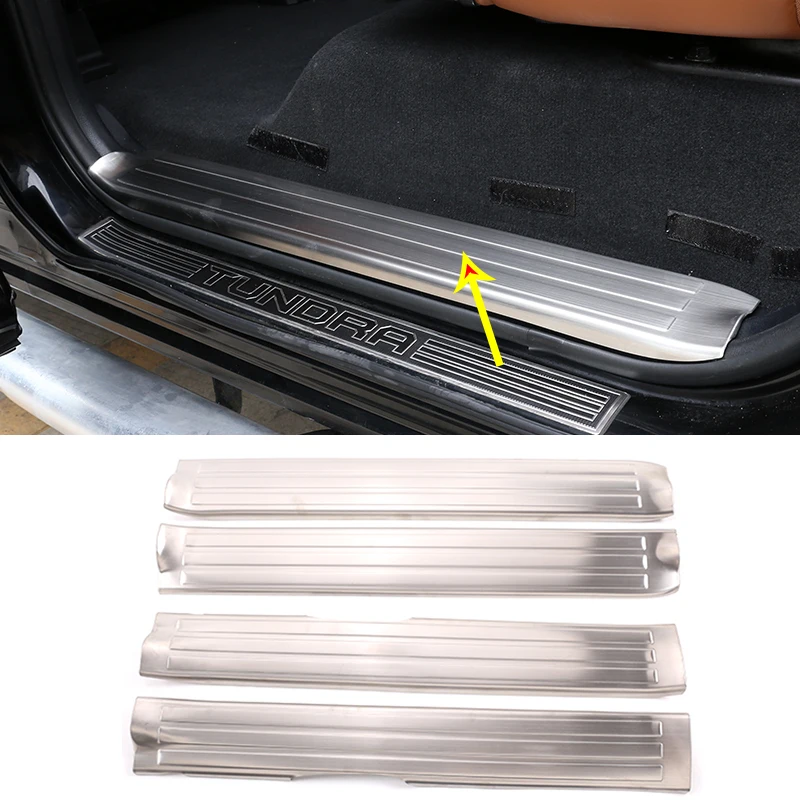 

Stainless Steel Car Styling For Toyota Tundra 2014-2020 Car Threshold Silver Car Interior Accessories (Inside and Outside)