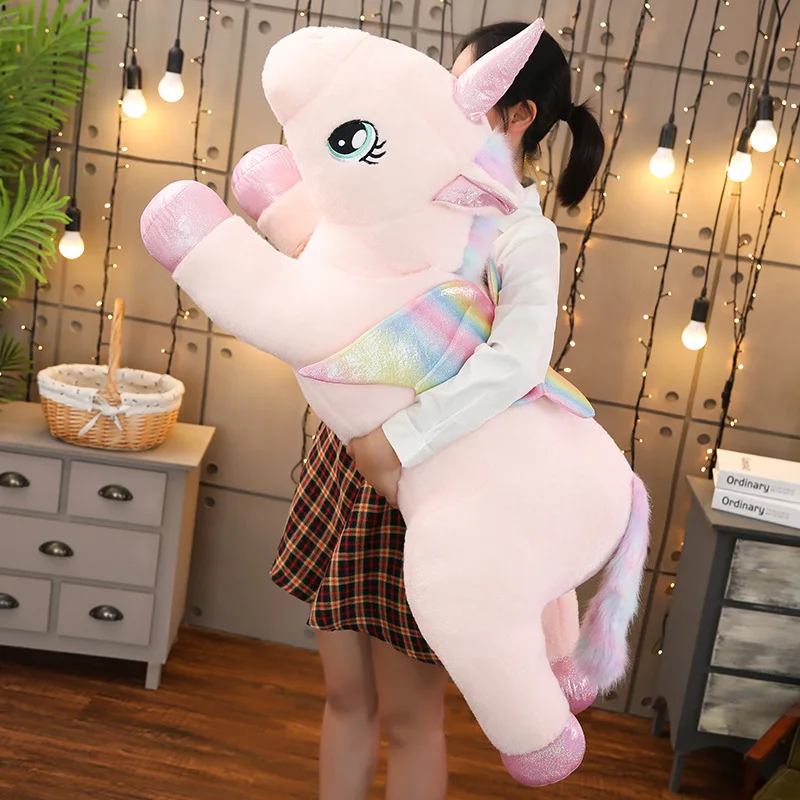 

New Large Rainbow Angel Unicorn Plush toy soft stuffed Unicornio animal doll Soft pillow bed decor Cushion Child Cute Xmas Gift