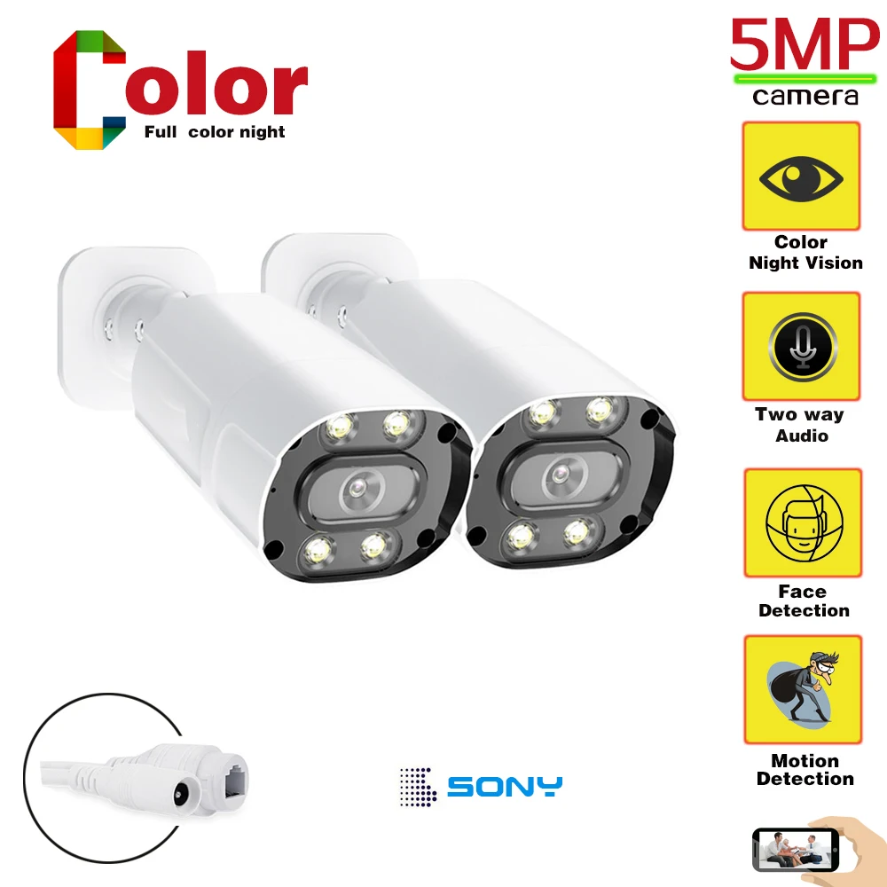 

Face Detection POE Security Camera Outdoor Waterproof CCTV Video Surveillance HD 5MP Color Night Vision Bullet IP Cam