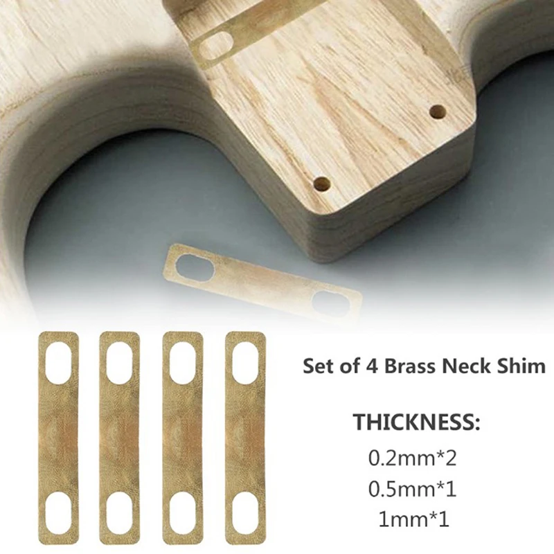 

4pcs Compact Replacement Heightening Guitar Neck Shim Durable Connection Brass